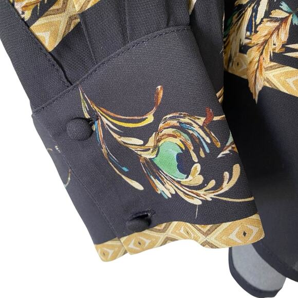 Reiss Tiff Feather Printed Button Down Blouse size 4 Navy Blue - Picture 7 of 12